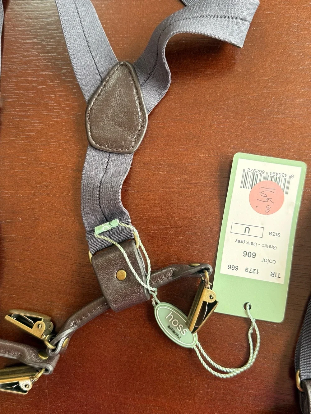 Gray Women's Suspenders with Gold Hardware